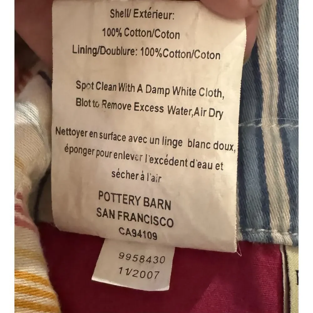 Pottery Barn Libby Stripe Shoe Bag 100% Cotton Storage Dust Travel Bag